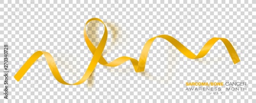 Sarcoma and Bone Cancer Awareness Week. Yellow Color Ribbon Isolated On Transparent Background. Vector Design Template For Poster.
