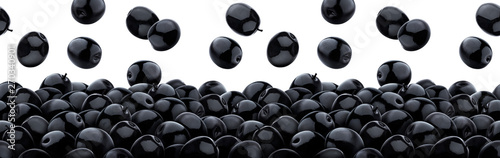 Falling black olives isolat...