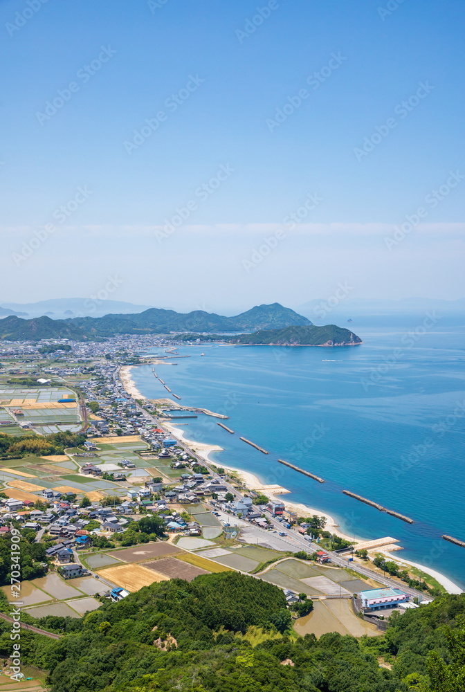 Coastline of Higashikagawa city in the seto inland sea ,Shikoku,Japan