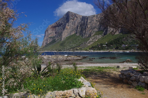 Fototapeta Naklejka Na Ścianę i Meble -  Capo Gallo seen from Punta Barcarello,  Sicily, Italy