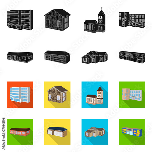 Isolated object of facade and housing icon. Set of facade and infrastructure stock symbol for web.