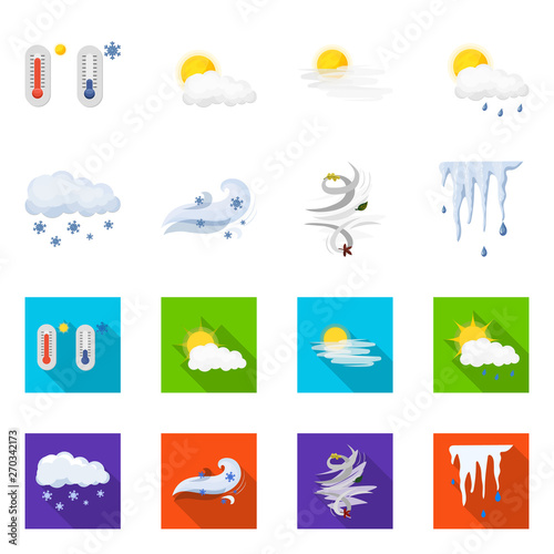 Vector illustration of weather and climate logo. Collection of weather and cloud stock symbol for web.