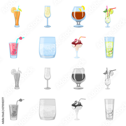 Vector illustration of liquor and restaurant logo. Collection of liquor and ingredient stock symbol for web.