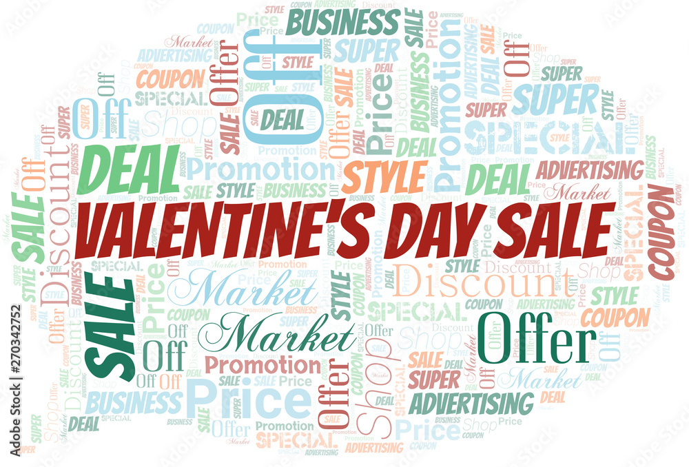 Fototapeta premium Valentine's Day Sale Word Cloud. Wordcloud Made With Text.
