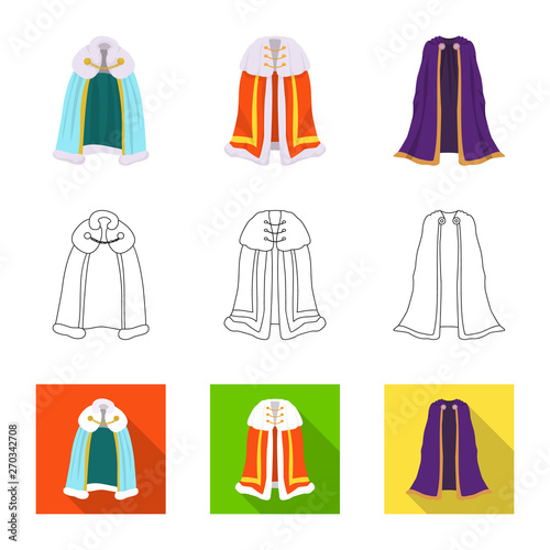 Vector design of material and clothing icon. Collection of material and garment stock symbol for web.