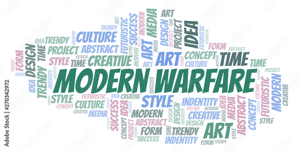 Fototapeta premium Modern Warfare word cloud. Wordcloud made with text only.