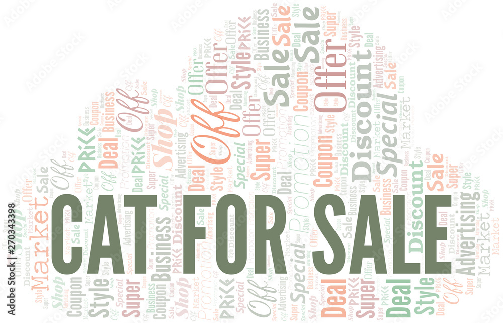 Fototapeta premium Cat For Sale Word Cloud. Wordcloud Made With Text.