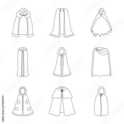 Vector design of robe and garment icon. Collection of robe and cloth stock vector illustration.