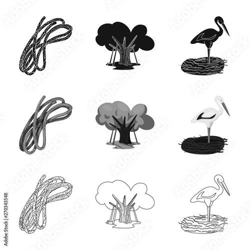 Vector design of traditional and tour sign. Collection of traditional and landmarks stock vector illustration.