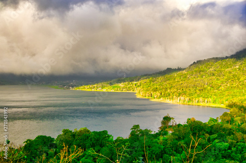 Mountain landscape in green wally with crystal lake , in Bali mountains.
