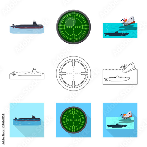 Vector design of war  and ship symbol. Collection of war  and fleet stock symbol for web.