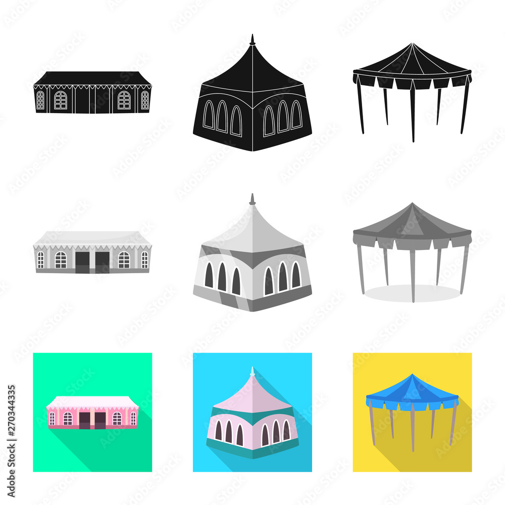 Isolated object of roof and folding sign. Set of roof and architecture stock symbol for web.