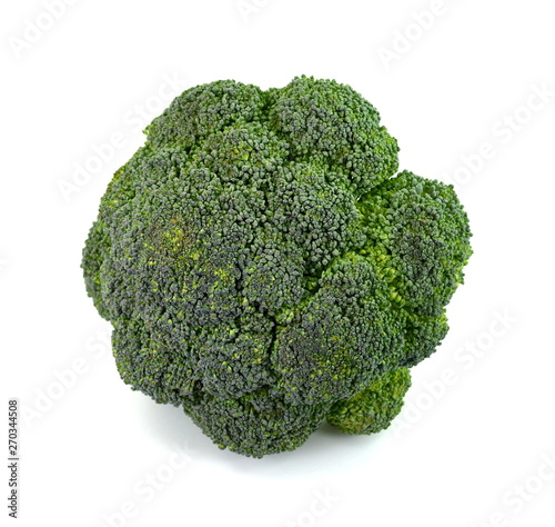Broccoli isolated on a white background, top view.