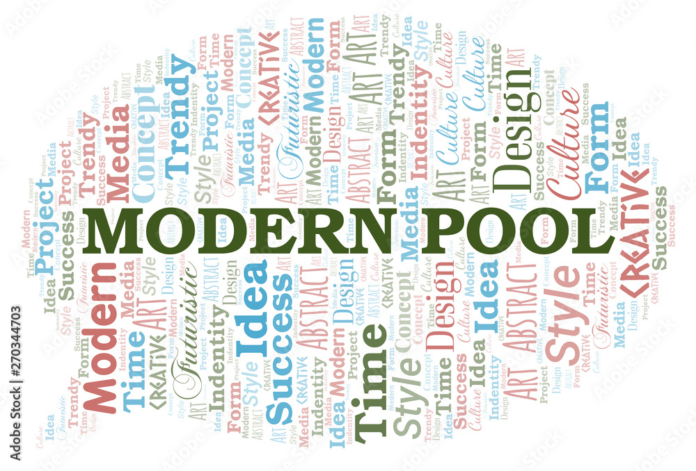 Modern Pool word cloud. Wordcloud made with text only.