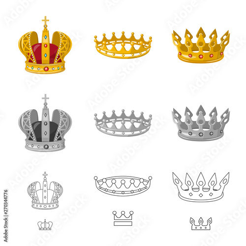Vector illustration of medieval and nobility symbol. Set of medieval and monarchy stock vector illustration.