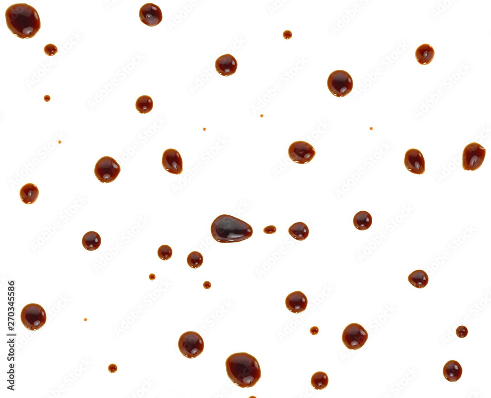 Puddle of soy sauce isolated. Spilled Soy Souse Teriyaki Texture. Oyster Sauce or Balsamic Vinegar Puddles on White Background Top View. Puddle of soy sauce isolated. Spilled Soy Souse Teriyaki Texture. Oyster Sauce or Balsamic Vinegar Puddles on White Background Top View.