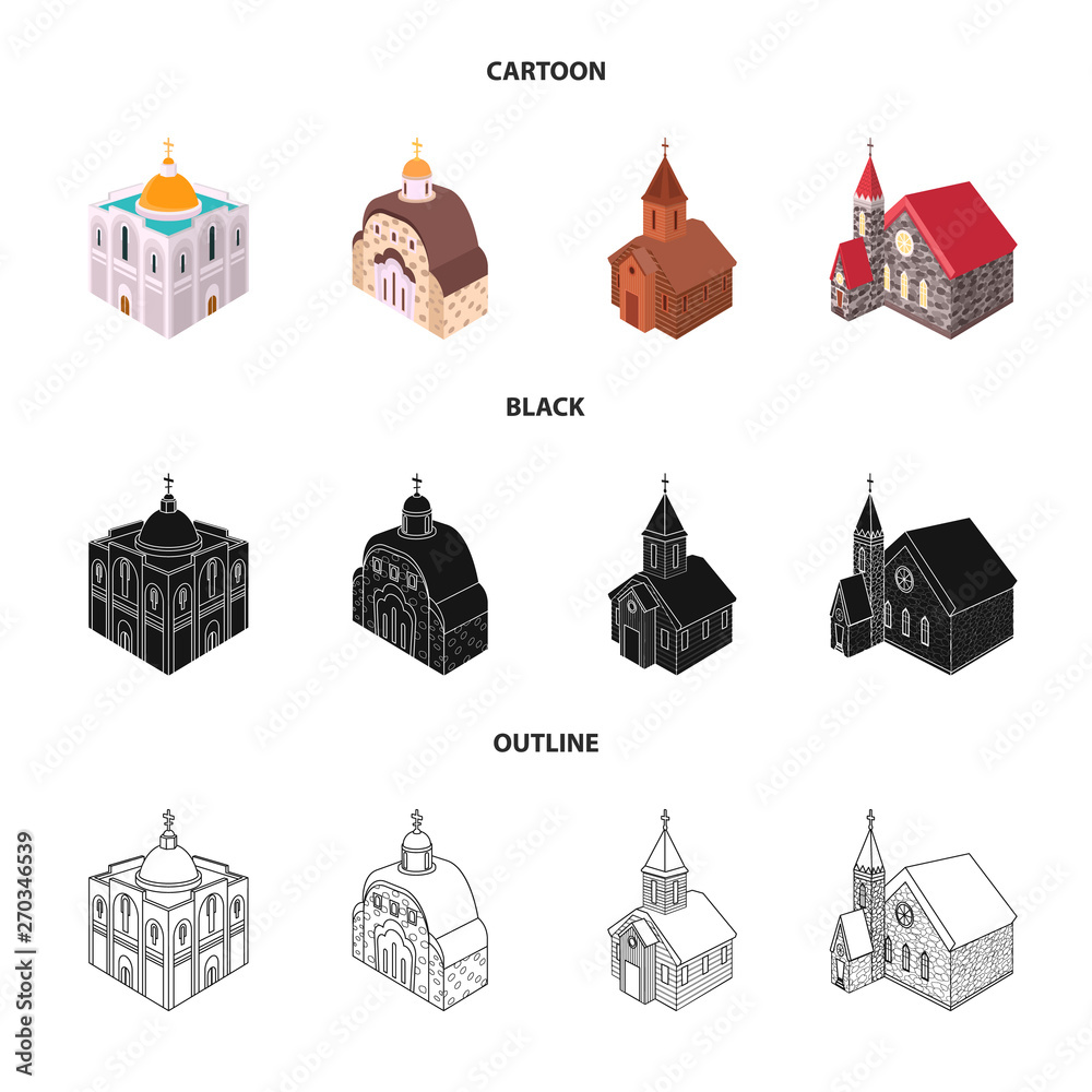 Fototapeta premium Isolated object of temple and historic icon. Set of temple and faith vector icon for stock.