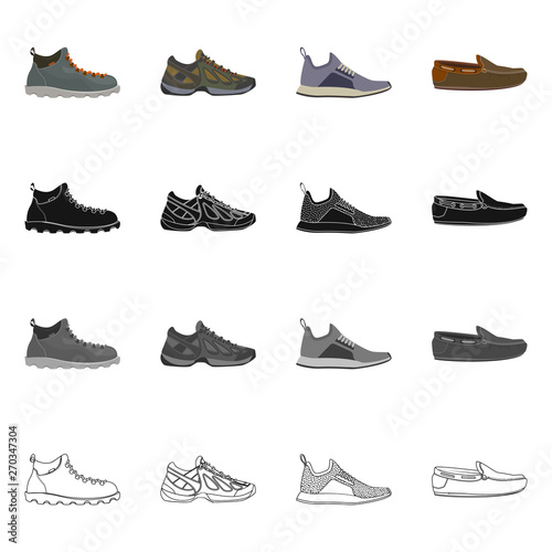Isolated object of shoe and footwear logo. Set of shoe and foot vector icon for stock.