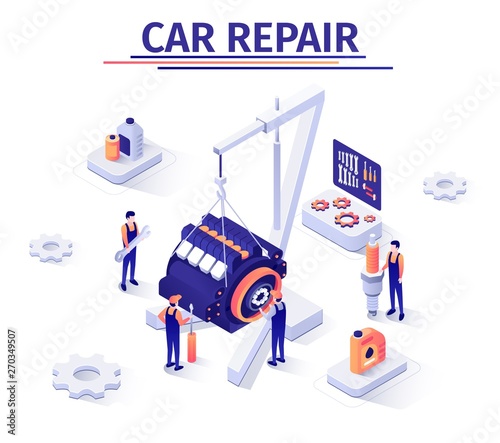 Promotion Banner with Engine Repairing Process