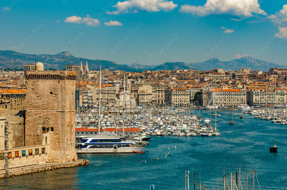 Panoramic view of Marseille and old port