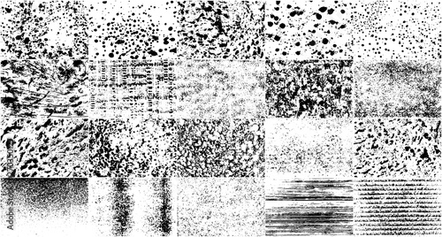  Vector Set Grunge Design Elements. Black And White Noise. Overlay Grainy Texture. Illustration, Eps 10.