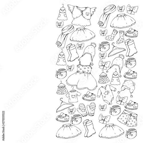 Children clothes. Background for babies  kids patterns.