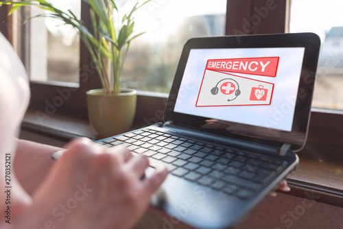 Emergency concept on a laptop screen