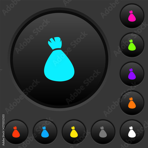 Money bag dark push buttons with color icons