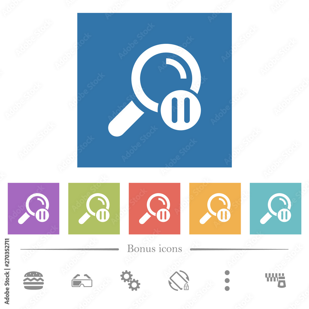 Pause search flat white icons in square backgrounds Pause search flat white icons in square backgrounds