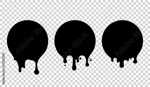 Current paint, stains. Current drops. Current inks. Paint dripping. Dripping liquid. Paint flows. Vector illustration. Color easy to edit. Transparent background.