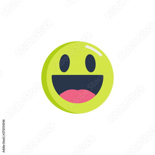 Laughing face Emoji flat icon, Grinning face with open mouth emoticon vector sign, colorful pictogram isolated on white. Symbol, logo illustration. Flat style design