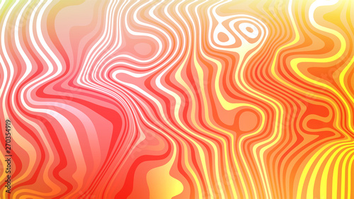 Distorted colorful background. Curved gradient lines. Vector illustration.