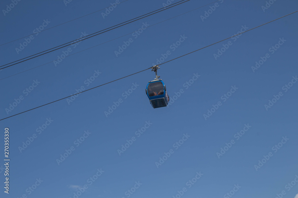 Funicular Cable Railway. Cable car transporting people