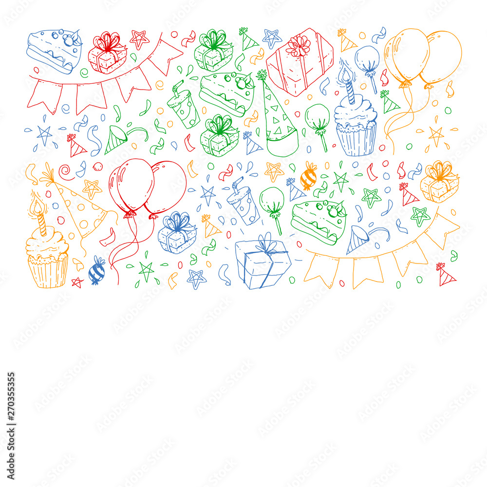 Birthday party. Pattern for invitations, banners, templates. Birthday party. Pattern for invitations, banners, templates.