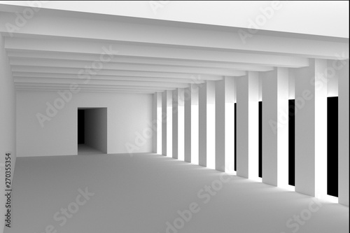 Empty Room Interior White Background. 3d Render Illustration