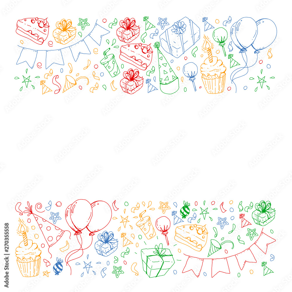 Birthday party. Pattern for invitations, banners, templates. Birthday party. Pattern for invitations, banners, templates.