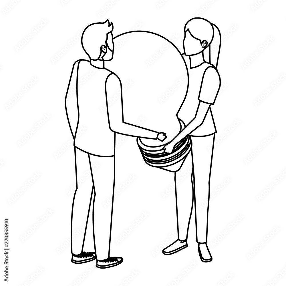 young couple lifting bulb light young couple lifting bulb light