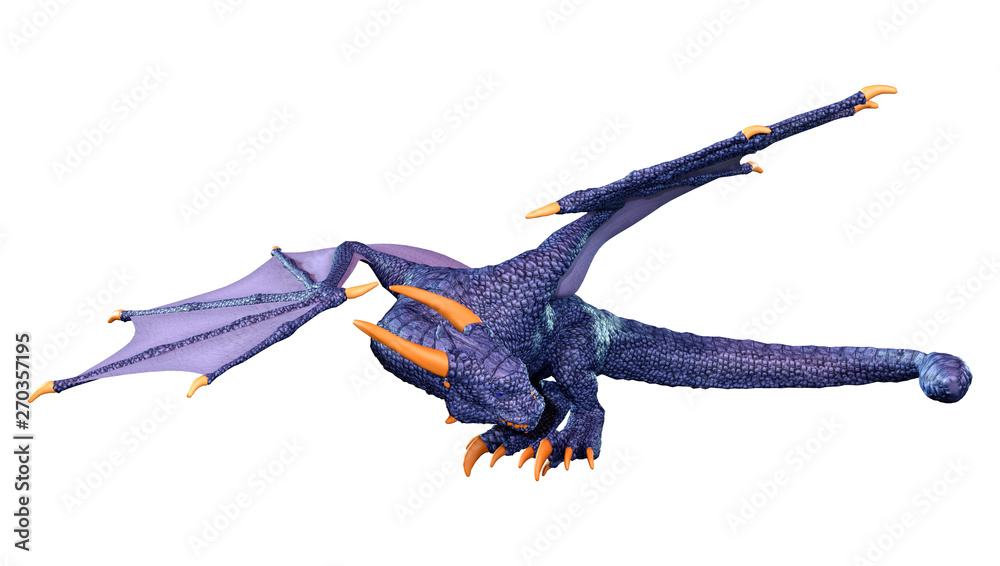 Fototapeta premium 3D Rendering Fairy Tale Dragon on White