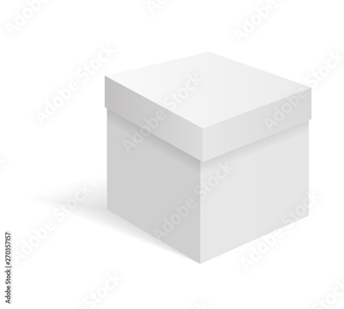 White blank cardboard package box. Vector template. Cardboard box mockup, package and container illustration.