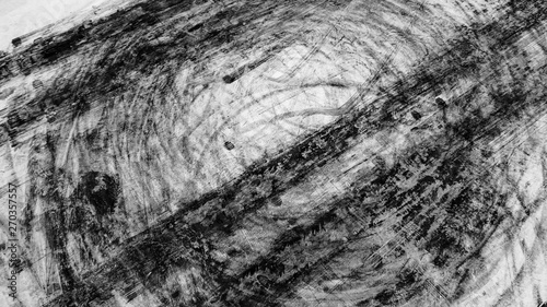 Aerial view background with tire marks on race track, texture of tire marks.