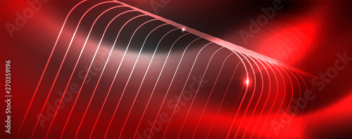 Shiny neon techno template. Neon lines background, 80s style laser rays