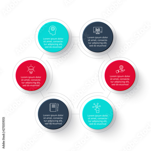 Circle infographic with 6 options, steps or options.