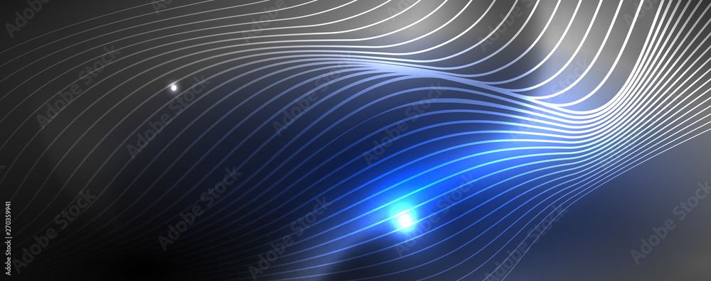 Neon vector wave lines abstract background, magic futuristic techno design Neon vector wave lines abstract background, magic futuristic techno design