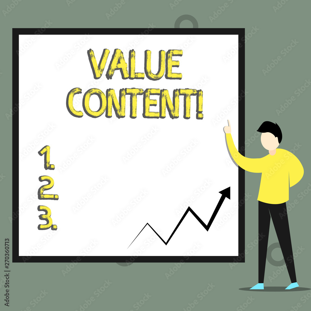 Conceptual hand writing showing Value Content. Concept meaning Quality content writing to get good on search engine rankings Conceptual hand writing showing Value Content. Concept meaning Quality content writing to get good on search engine rankings