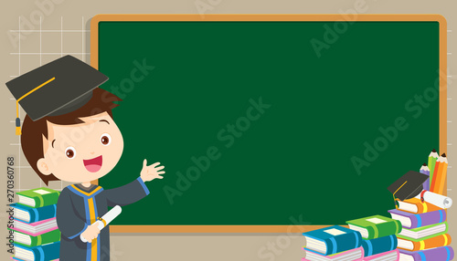 graduation student with chalkboard