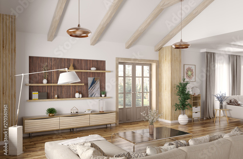Fototapeta Naklejka Na Ścianę i Meble -  Interior of modern house 3d rendering