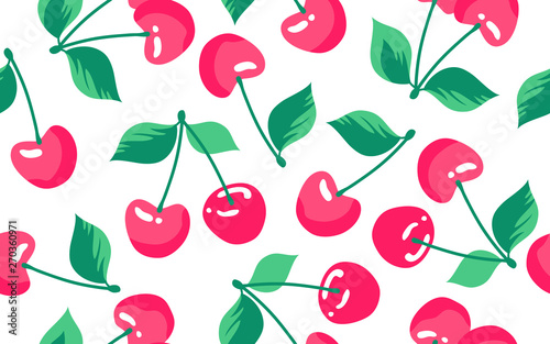 Seamless pattern with cherry on a white background. Vector