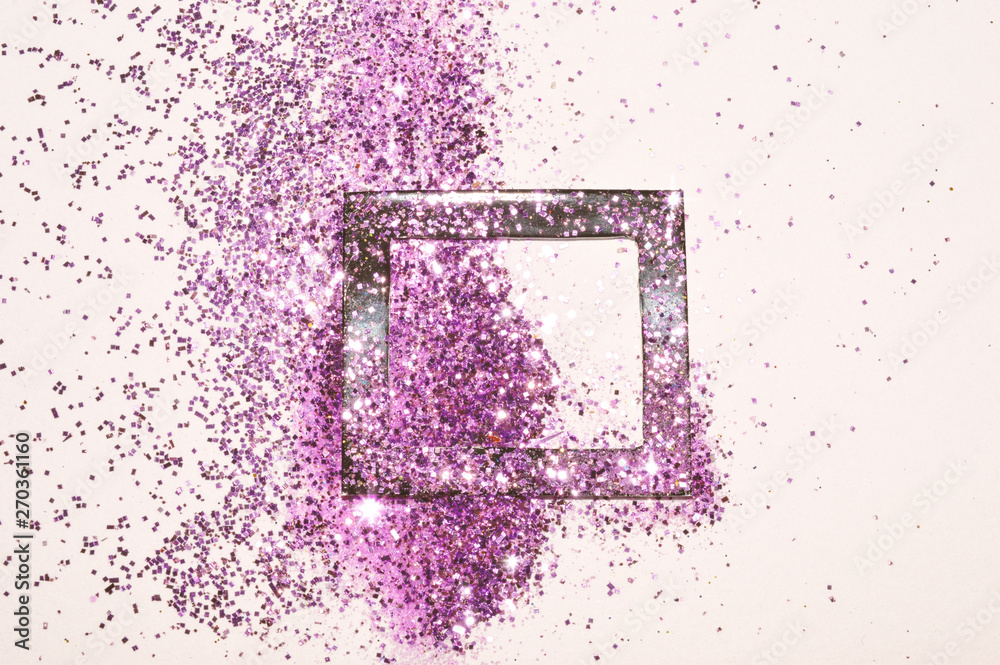 Black frame on purple glitter, background with border for your design in vintage colors Black frame on purple glitter, background with border for your design in vintage colors