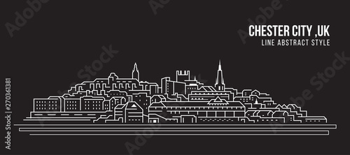 Cityscape Building Line art Vector Illustration design -  Chester city ,UK