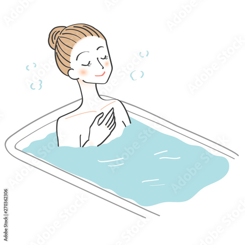 女性　美容　ボディケア　入浴　風呂　イラスト